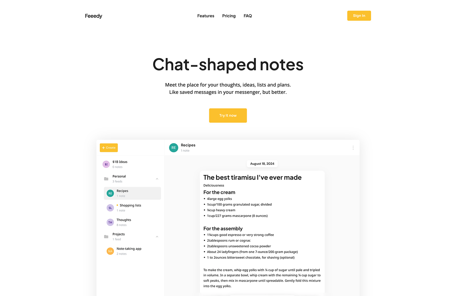 Exciting New Tools for Designers, October 2024 Feeedy is a notes app that offers the convenience of messaging apps with enhanced note-taking features.