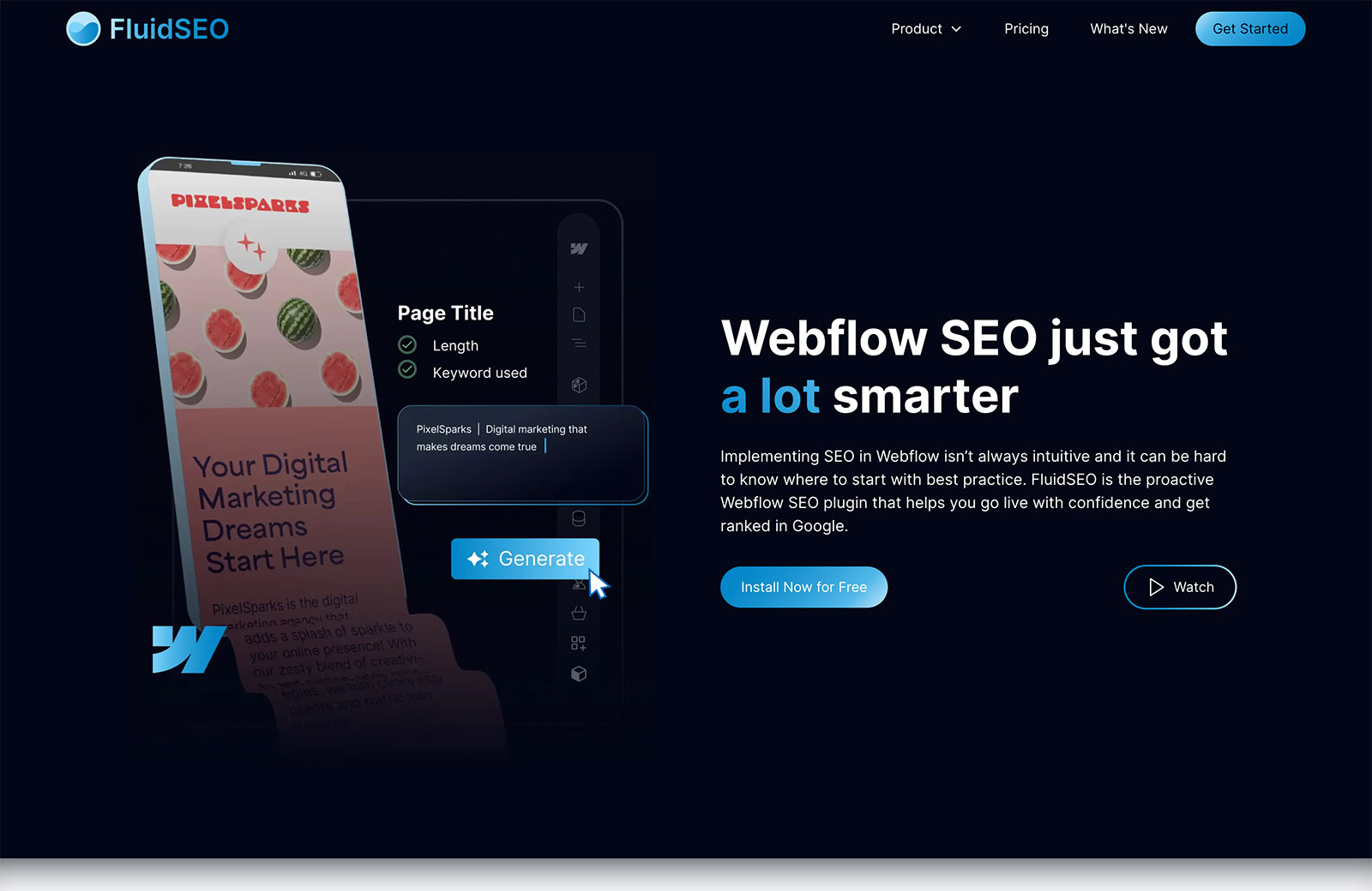 Exciting New Tools for Designers, October 2024 FluidSEO is an SEO plugin for Webflow. As well as the usual SEO help such as page audits, Fluid SEO can implement changes and suggestions for you, and run tasks in bulk.