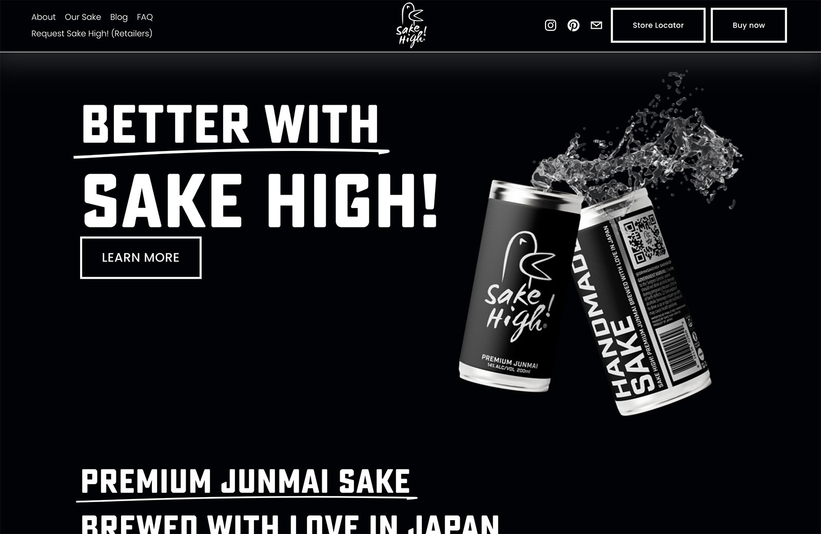 The type choices add crispness and modernity to this predominantly black and white design for Sake High.