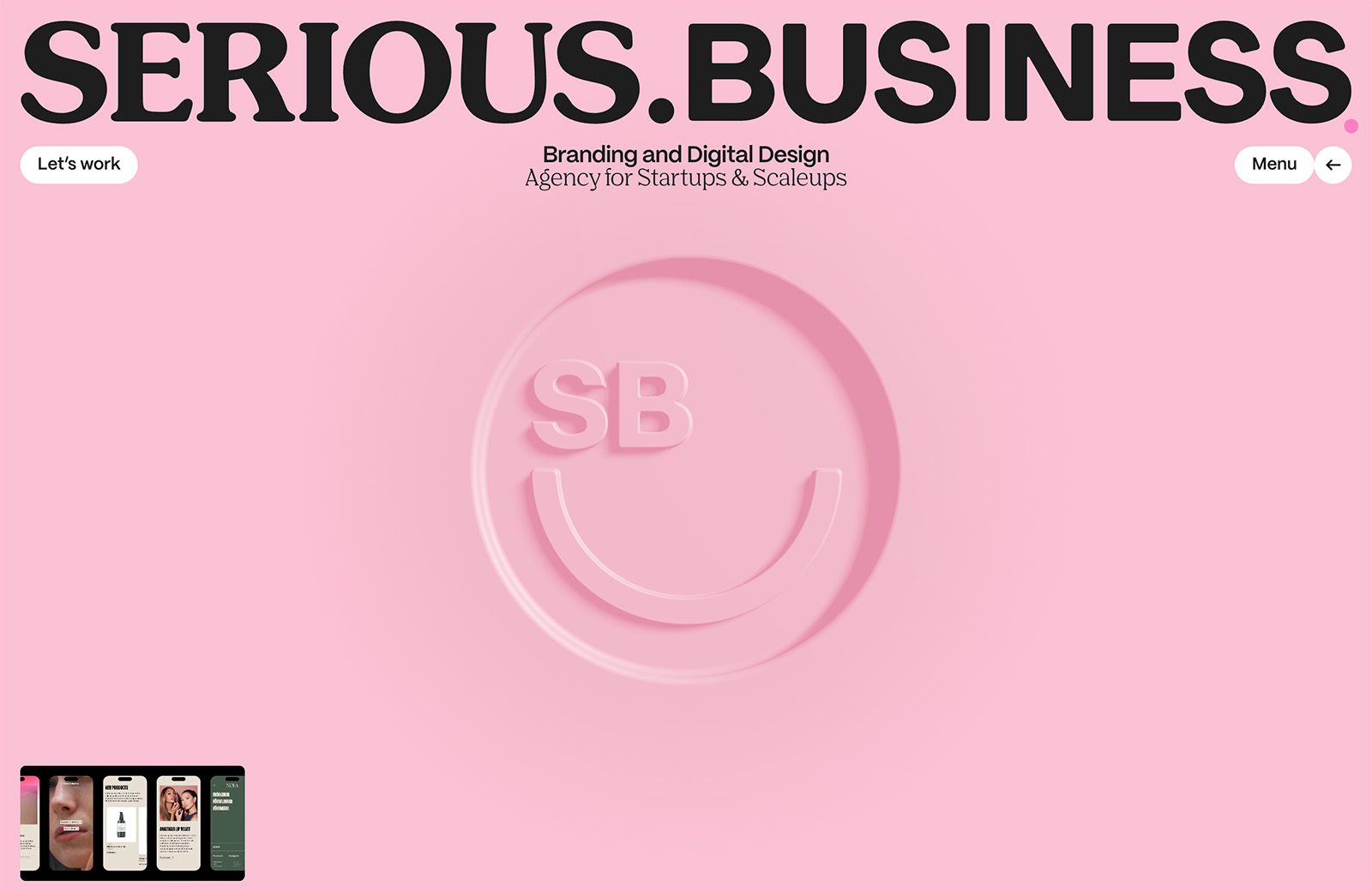 Cotton candy pink and smiley faces might not seem the obvious choice for an agency with the word ‘serious’ in its name, but actually, the contradiction works really well here.