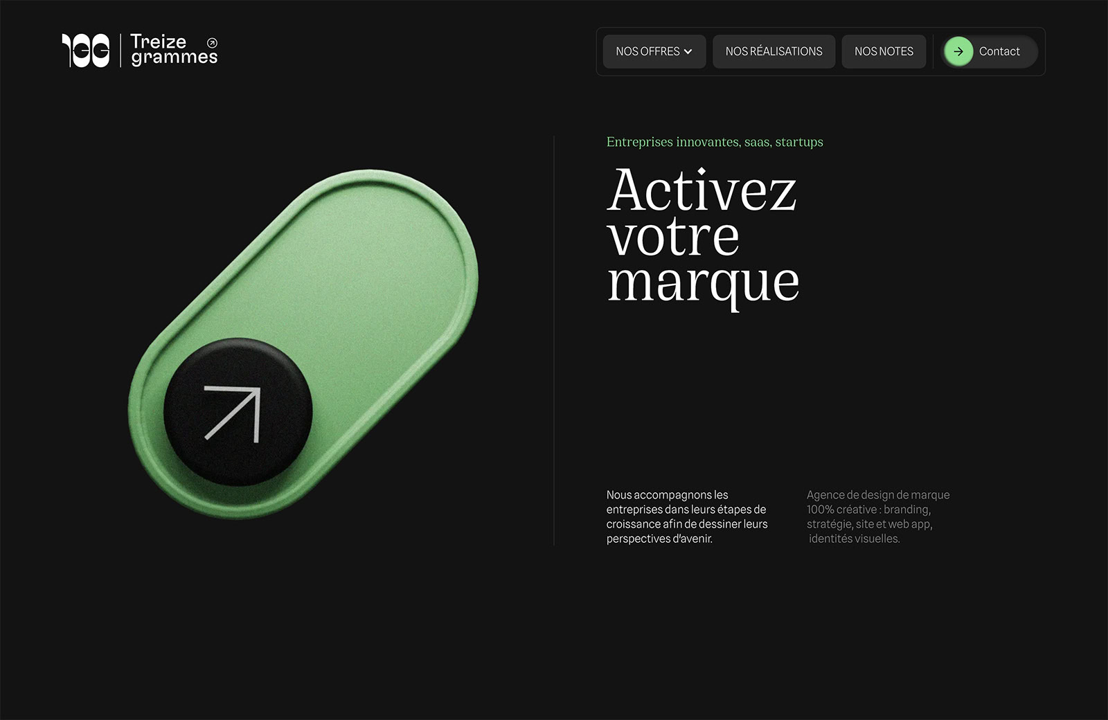 Branding agency Treize Grammes re-designed their site to meet changes they had experienced in their business.