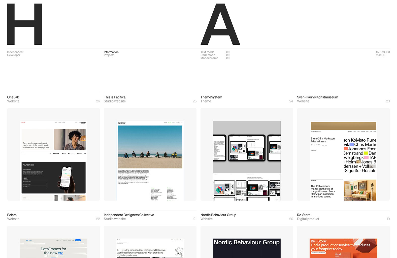 Harry Atkins is a well-structured portfolio site with a clean layout and intuitive flow.
