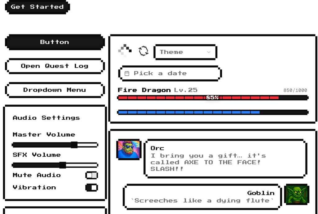 Novas ferramentas emocionantes para designers, dezembro de 2025 Captura de tela da interface do usuário 8bitcn