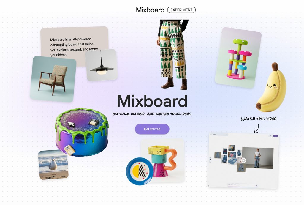 Novas ferramentas emocionantes para designers, dezembro de 2025 captura de tela do Google Mixboard
