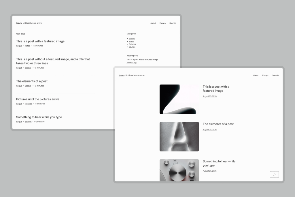 Today, WordPress Ended a 16-Year Tradition... Meet Ipsum! Ipsum theme preview page details 1 2048x1365 1