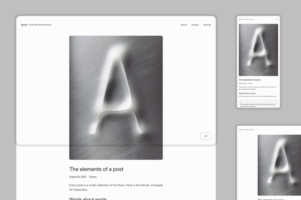 Today, WordPress Ended a 16-Year Tradition... Meet Ipsum! Ipsum theme preview responsive 2048x1365 1